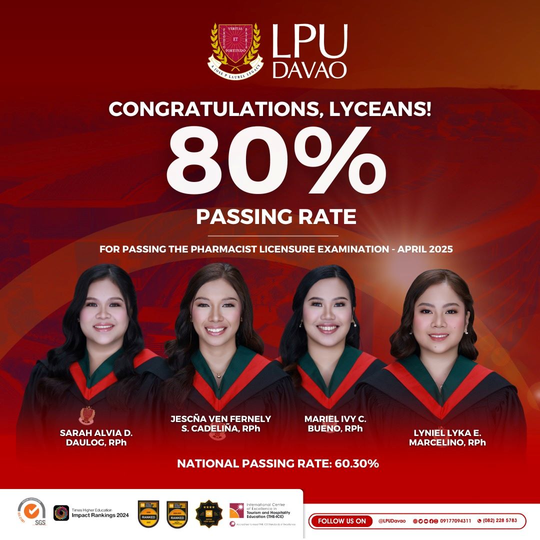 𝐋𝐏𝐔 𝐃𝐀𝐕𝐀𝐎 𝐑𝐄𝐂𝐎𝐑𝐃𝐒 𝟖𝟎% 𝐏𝐀𝐒𝐒𝐈𝐍𝐆 𝐑𝐀𝐓𝐄 𝐈𝐍 𝐓𝐇𝐄 𝐀𝐏𝐑𝐈𝐋 𝟐𝟎𝟐𝟓 𝐏𝐇𝐀𝐑𝐌𝐀𝐂𝐈𝐒𝐓𝐒 𝐋𝐈𝐂𝐄𝐍𝐒𝐔𝐑𝐄 𝐄𝐗𝐀𝐌𝐈𝐍𝐀𝐓𝐈𝐎𝐍